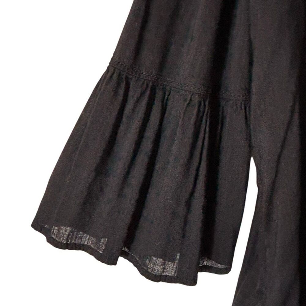 Old Navy L black v-neck bell sleeve cotton rayon lightweight blouse top - Picture 3 of 8